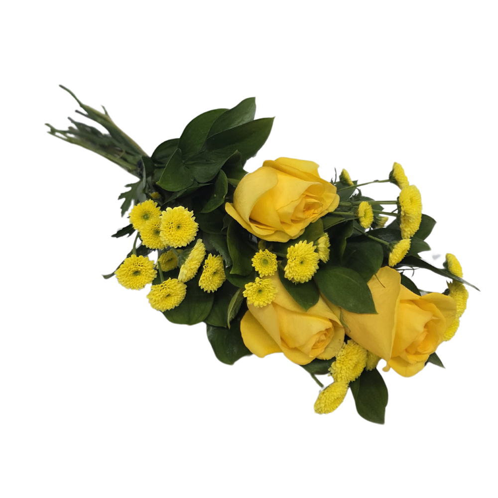 3 Rosas Amarelas com Margaridas