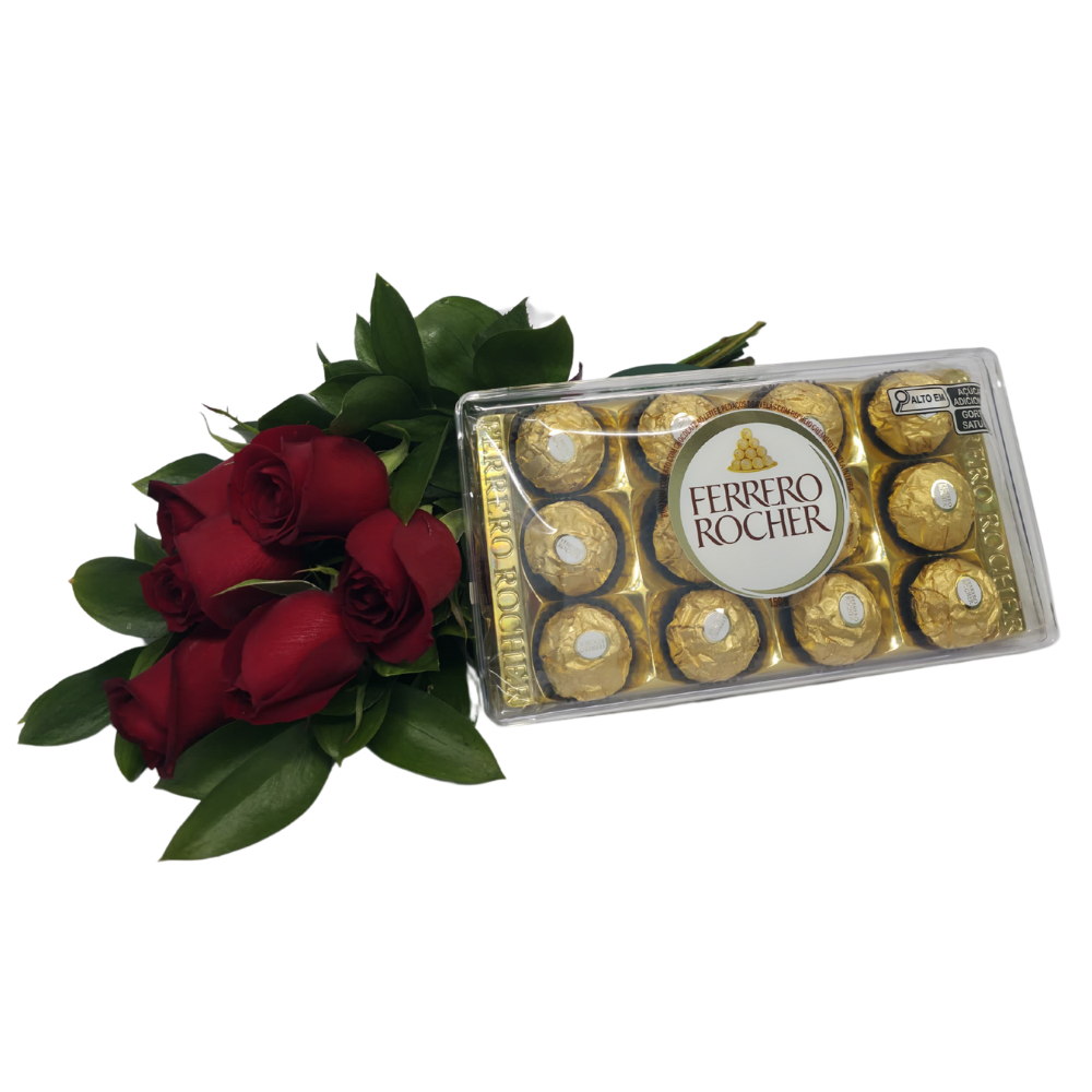 6 Rosas Vermelhas com Ferrero Rocher 6 Rosas Vermelhas com Ferrero Rocher
