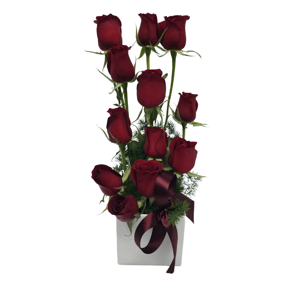 Arranjo com 12 Rosas Vermelhas no Cachepô Arranjo com 12 Rosas Vermelhas no Cachepô