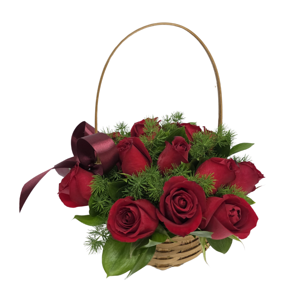 Cesta com 15 Rosas Vermelhas Cesta com 15 Rosas Vermelhas